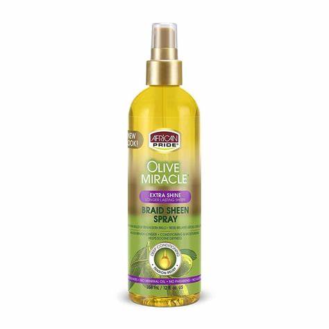 AFRICAN PRIDE OLIVE MIRACLE EXTRA SHINE BRAID SHEEN SPRAY 355ML