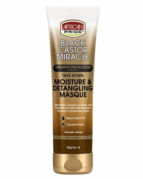 AFRICAN PRIDE BLACK CASTOR MIRACLE GROWTH PROTECTION MOISTURE DETANGLING MASQUE 227G