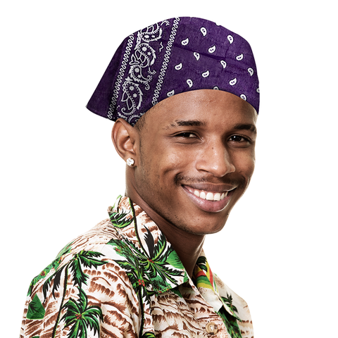 KASHMIR BANDANA PAISLEY DARK PURPLE 100% COTTON 2207