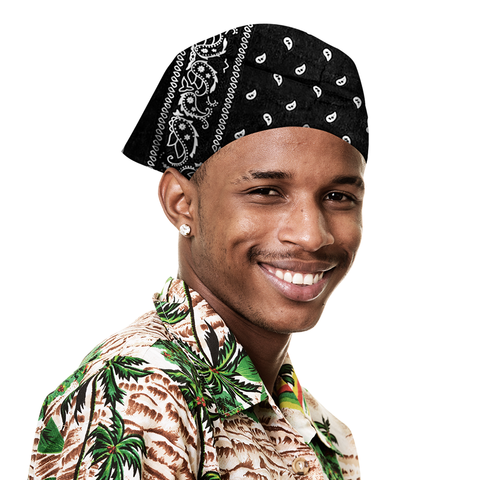 KASHMIR BANDANA PAISLEY BLACK 100% COTTON 8203