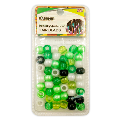 KASHMIR HAIR BEADS LARGE GREEN MIX 2173