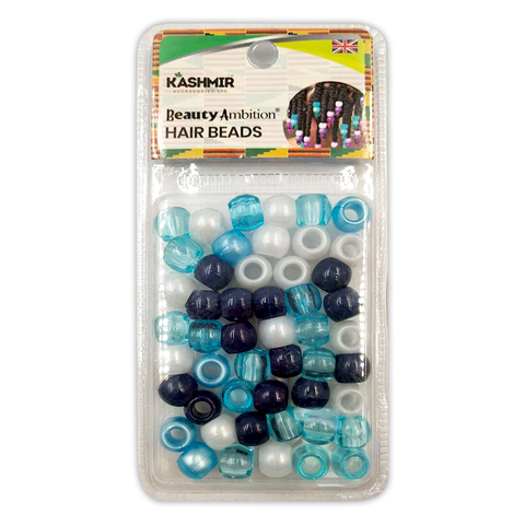 KASHMIR HAIR BEADS LARGE BLUE MIX 2174