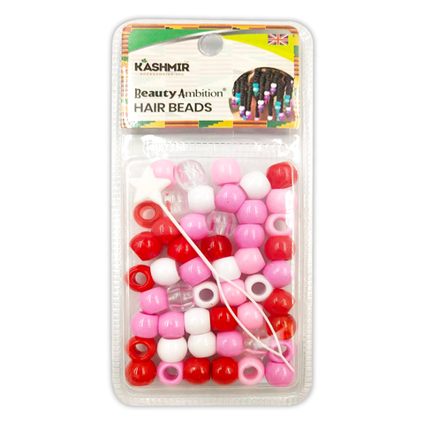 KASHMIR HAIR BEADS LARGE PINK MIX 2177