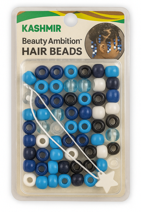KASHMIR HAIR BEADS LARGE BLUE MIX 2185