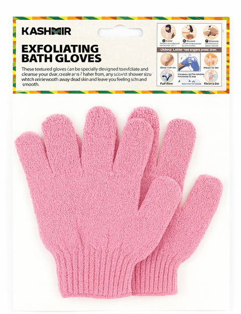 KASHMIR 2 EXFOLIATING SHOWER GLOVES ASSORTED 2492