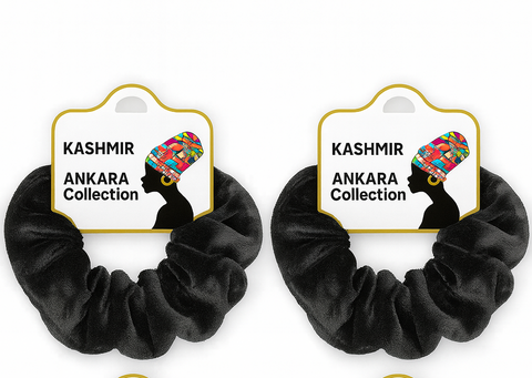 KASHMIR 2 VELVET SCRUNCHIES BLACK 1046