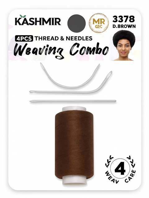 KASHMIR 4PCS WEAVING COMBS AND D.BROWN THREAD SET 3378