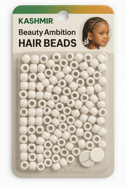 KASHMIR HAIR BEADS ROUND SMALL WHITE 2097