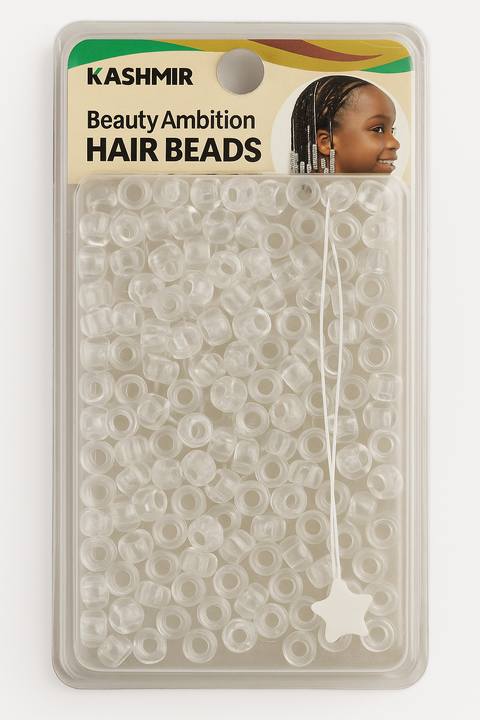 KASHMIR HAIR BEADS ROUND SMALL CLEAR 2098