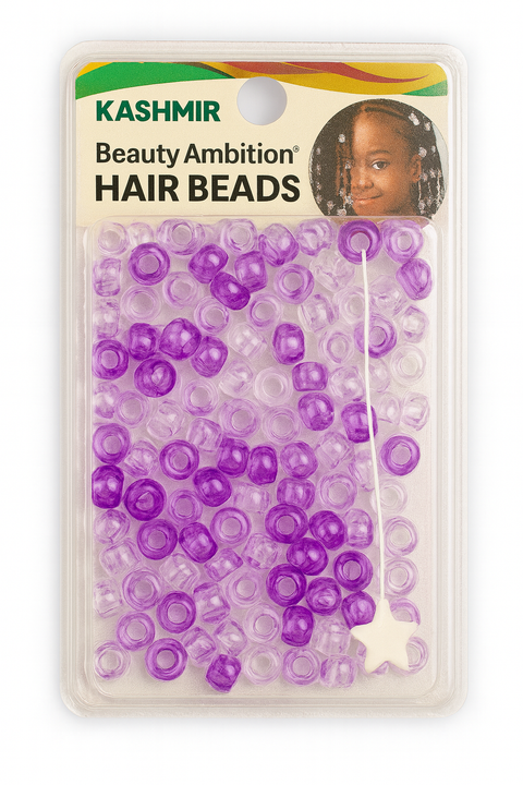 KASHMIR HAIR BEADS ROUND LILAC MIX COLOUR 2100 PACK OF 12
