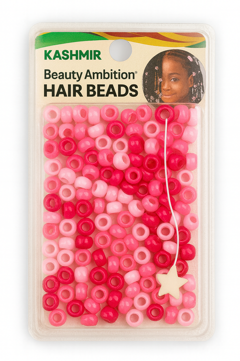 KASHMIR HAIR BEADS ROUND SMALL PINK MIX 2101