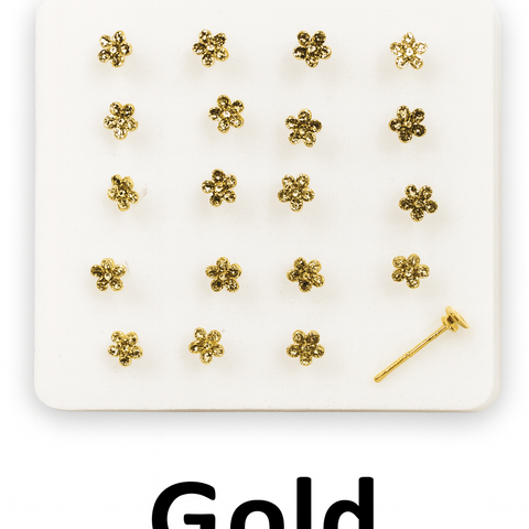 KASHMIR NOSE STUDS DAISY 6 STONES GOLD 6039