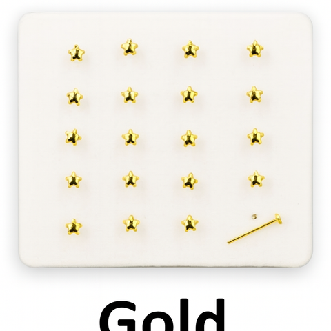 KASHMIR NOSE STUDS PLAIN STAR SHAPE GOLD 6037