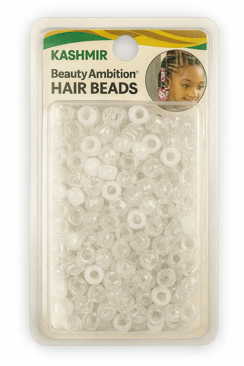 KASHMIR HAIR BEADS ROUND SMALL SHINY CLEAR 2116