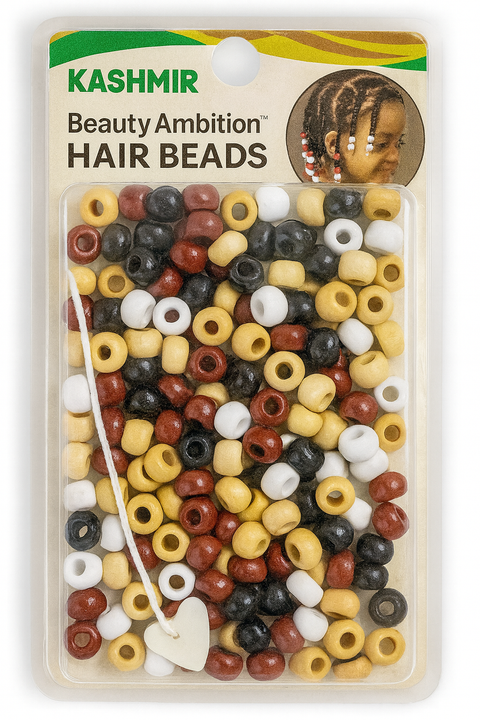 KASHMIR HAIR BEADS ROUND SMALL BROWN MIX 2824