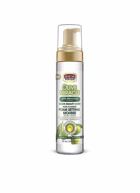 AFRICAN PRIDE OLIVE MIRACLE ANTI BREAKAGE FOAM SETTING MOUSSE 251ML