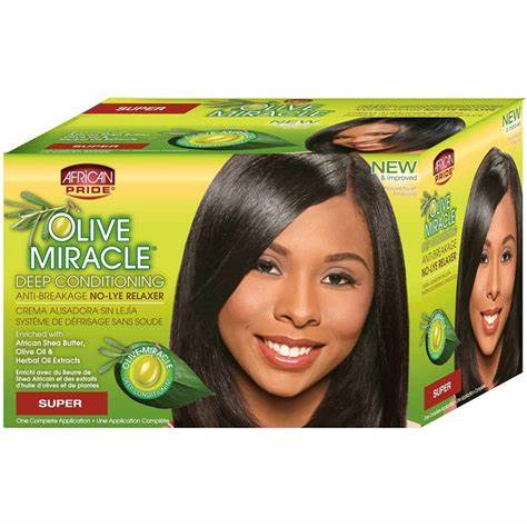 AFRICAN PRIDE OLIVE MIRACLE ANTI BREAKAGE DEEP CONDITIONING NO LYE RELAXER SUPER